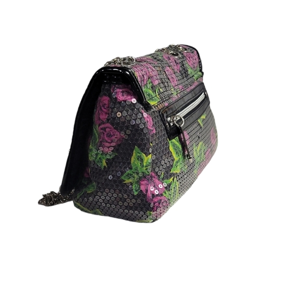 BETSEY Johnson Purple Rose Sequence Embellished Handbag - Picture 7 of 14